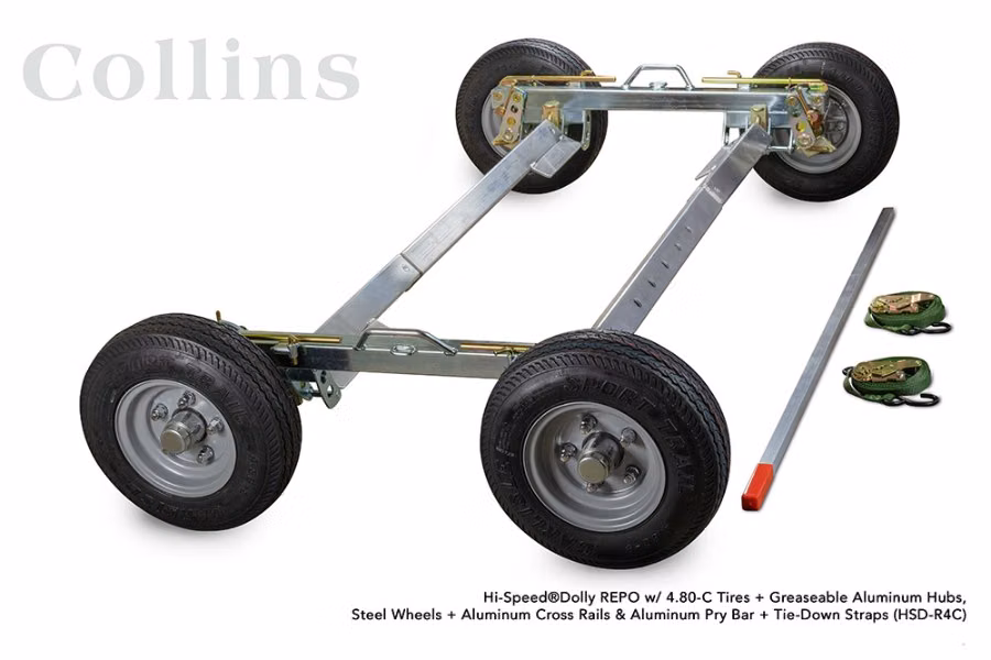Collins Dollies Hi-Speed SLZ REPO Dolly w/ T10 Cross Rails & Steel Wheels 4.80 x 8 Additional Angle