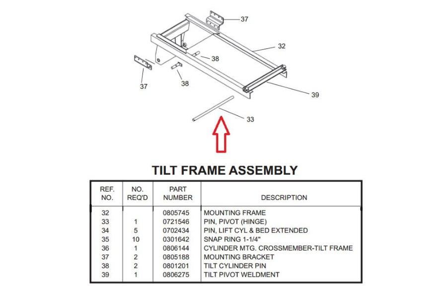 Picture of Century Bed Pivot Pin 38" x 1.5" Century / Vulcan 15 Series