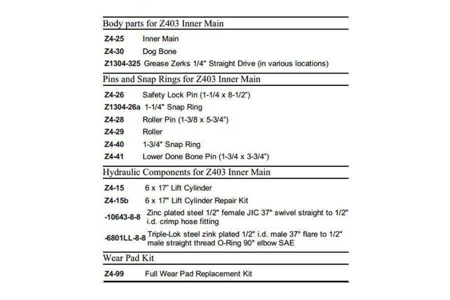 Picture of Zacklift Z403 Inner Main
