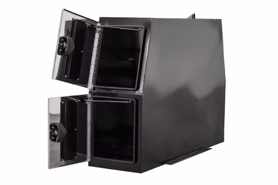 Picture of Buyers Black Steel Backpack Truck Box w/Stainless Steel Door and Flat Floor
