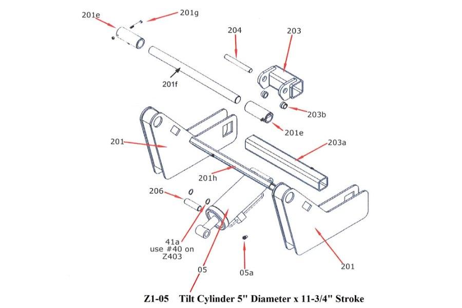 Picture of Zacklift Hydraulic Tilt Cylinder 5" Diameter x 11 3/4" Stroke