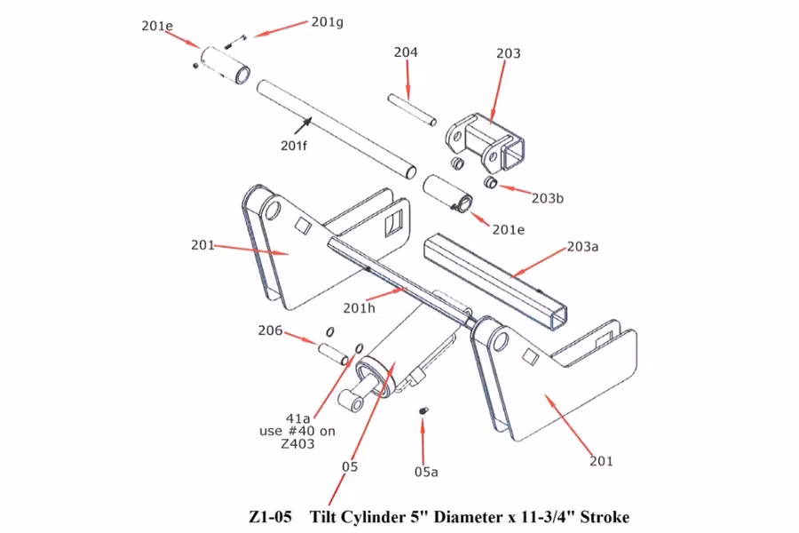 Picture of Zacklift Hydraulic Tilt Cylinder 5" Diameter x 11 3/4" Stroke
