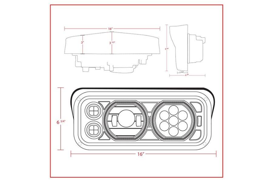 Picture of Trux Rectangular Halo LED Projector Headlight Assembly