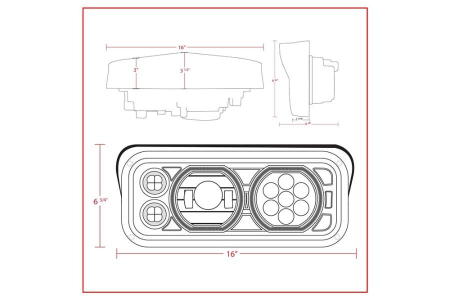 Picture of Trux Rectangular Halo LED Projector Headlight Assembly