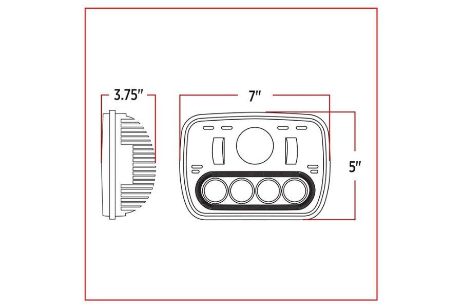 Picture of Trux LED Projection Headlight w/ Auxiliary Halo Oblong - Combonation High/Low
Beam