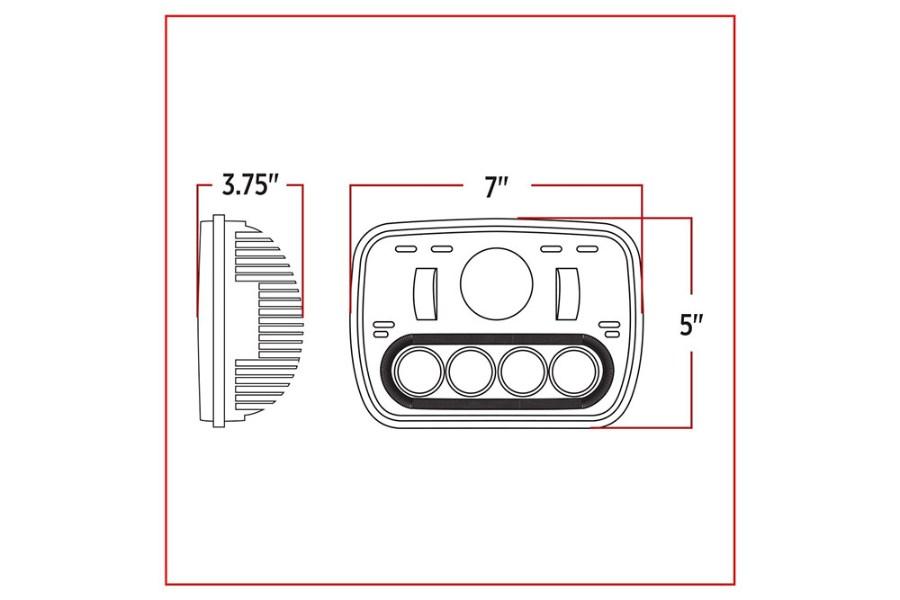 Picture of Trux LED Projection Headlight w/ Auxiliary Halo Oblong - Combonation High/LowBeam