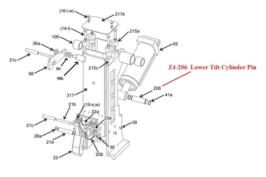 Picture of Zacklift Lower Tilt Cylinder Pin w/ 2 Cotter Pins 1 3/4" x 10 5/8"