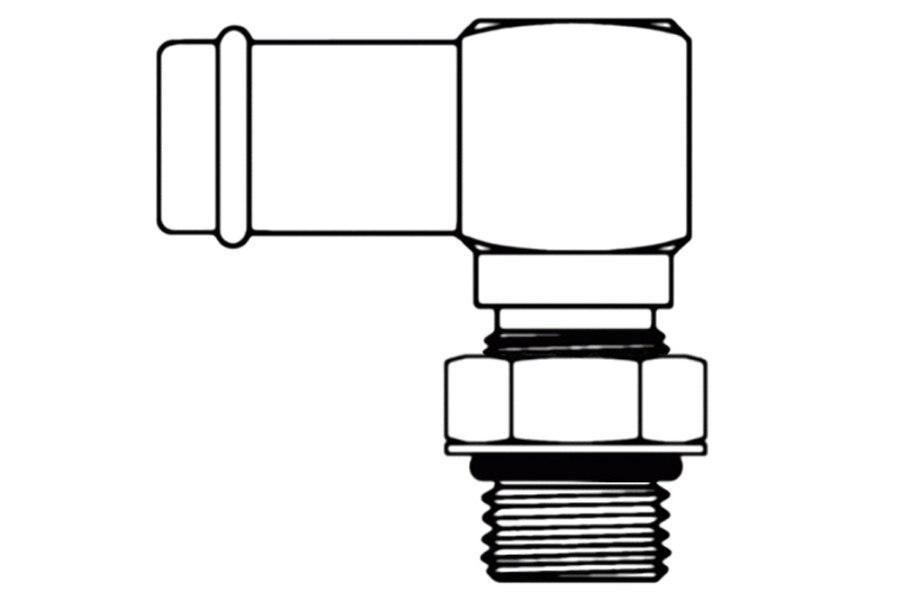 Picture of 1" Beaded Hose to O-Ring Elbow 90 degree