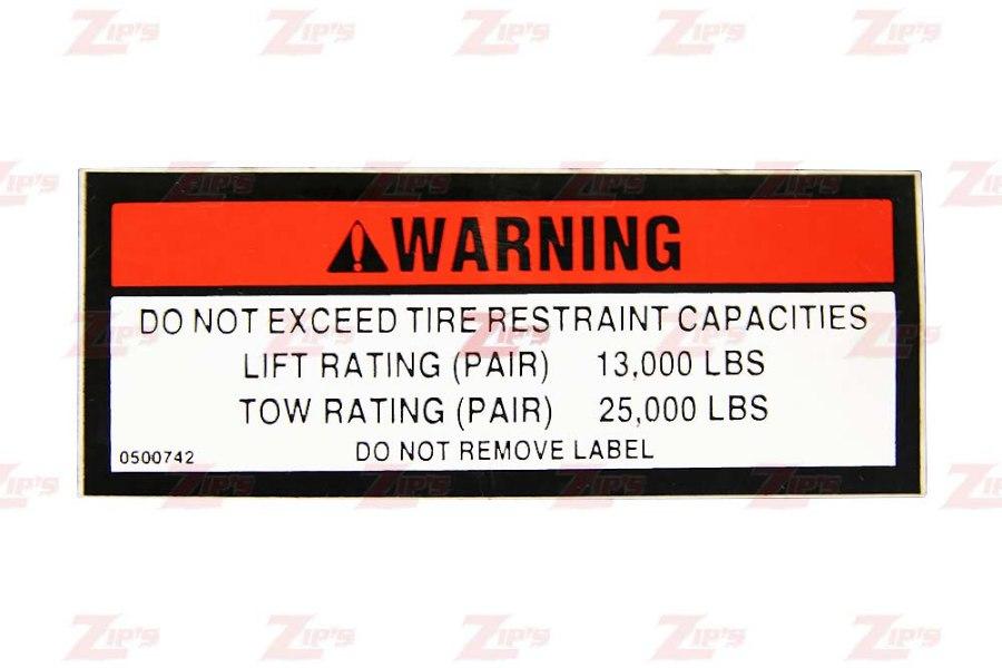 Picture of Decal, Truck, Lift Rating (Pair) - 13,000 Lbs.