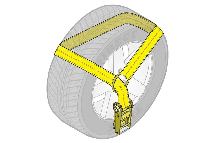 Picture of B/A Products Wheel Lift Tie-Down Strap Assembly with D-Ring and Ratchet with Finger
Hook