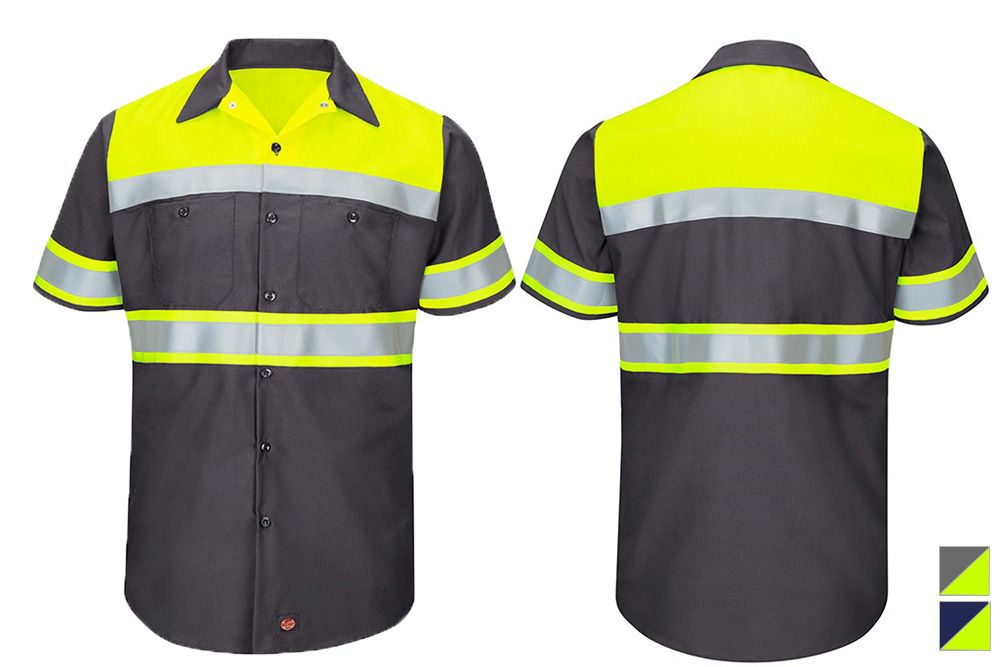 Picture of Red Kap Hi-Visibility Colorblock Ripstop Short Sleeve Work Shirt