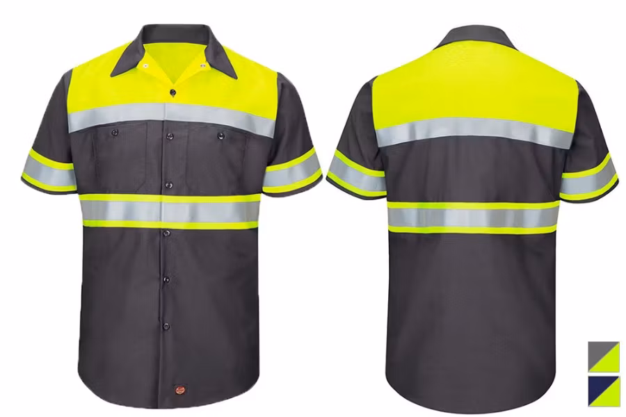 Picture of Red Kap Hi-Visibility Colorblock Ripstop Short Sleeve Work Shirt