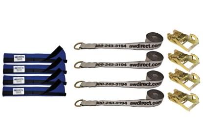 Picture of AW Direct 4-Point Tie-Down Kits, Straps with D-Rings, Wear Pads, Ratchets with Snap Hooks