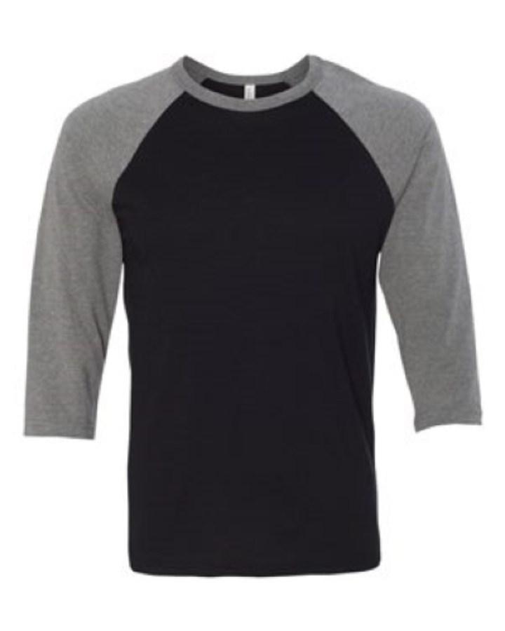 BELLA + CANVAS 3/4 Sleeve Baseball Tee Close Up Detail
