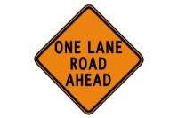 Picture of Sign and Safety Equipment Orange "One Lane Road Ahead" Roll-Up Sign