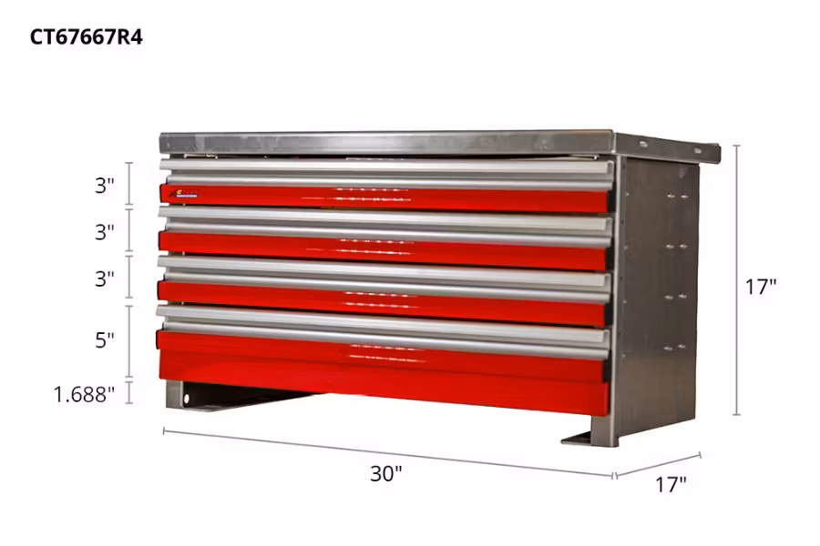 Picture of CTech 4 Drawer Red Toolbox Systems