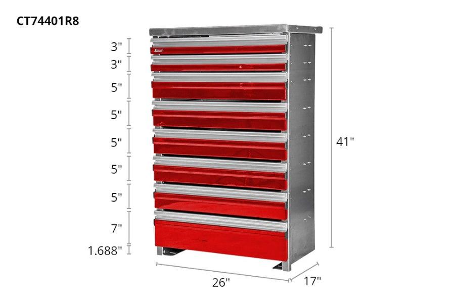 Picture of CTech 8 Drawer Red Toolbox Systems