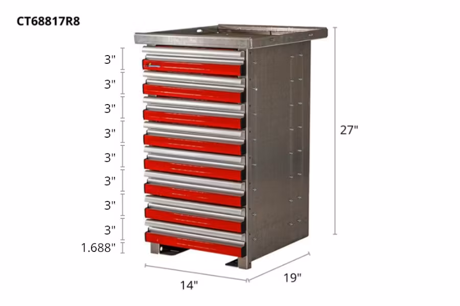 Picture of CTech 8 Drawer Red Toolbox Systems