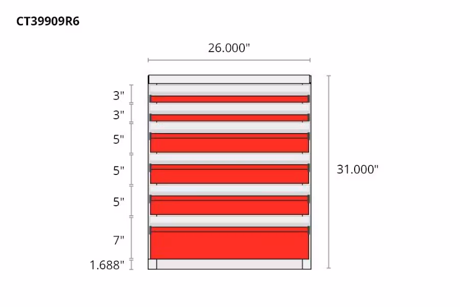 Picture of CTech 6 Drawer Red Toolbox Systems
