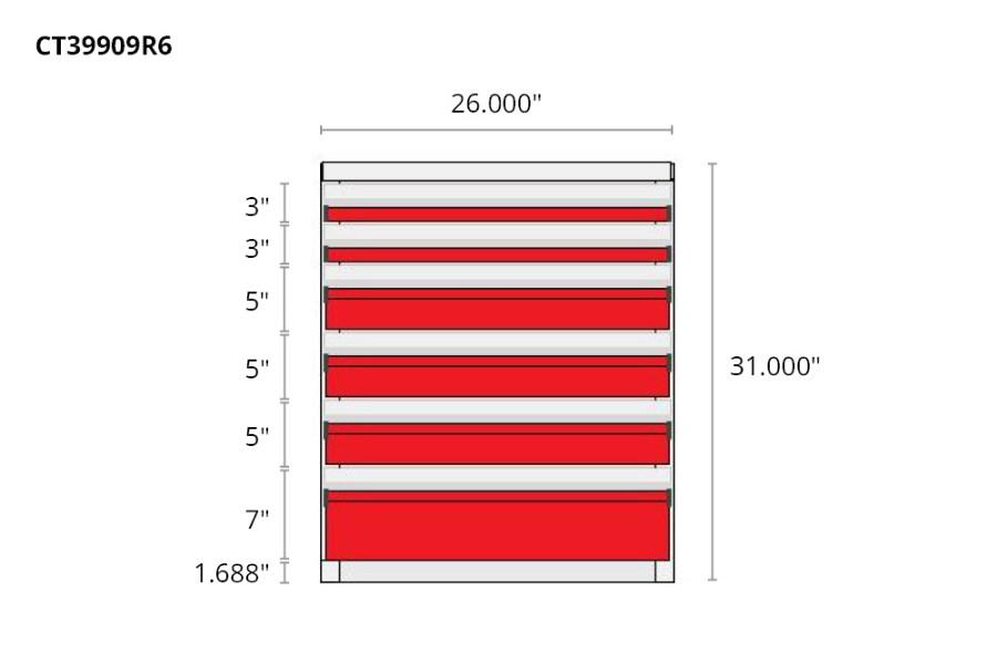 Picture of CTech 6 Drawer Red Toolbox Systems