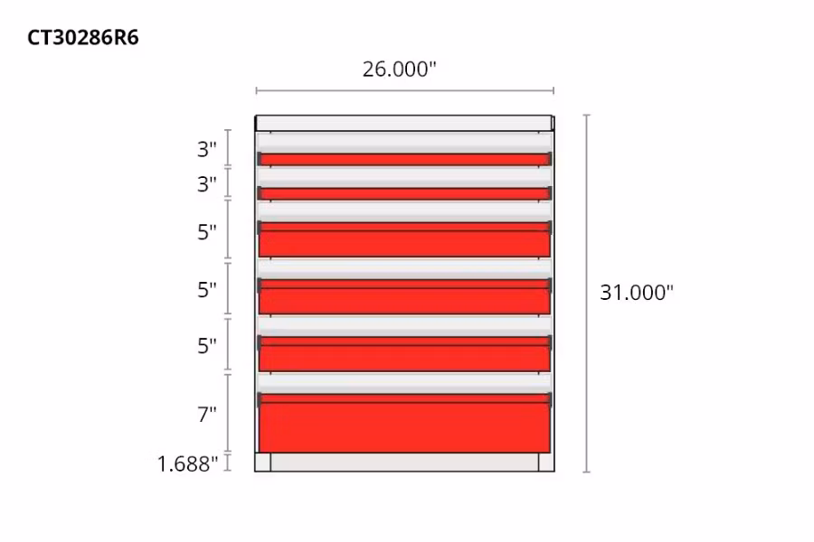 Picture of CTech 6 Drawer Red Toolbox Systems
