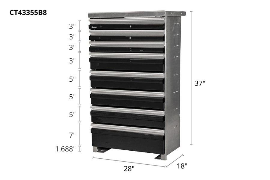 Picture of CTech 8 Drawer Black Toolbox Systems