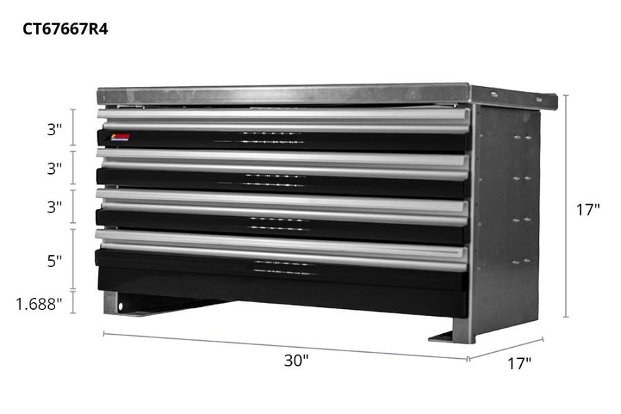 Picture of CTech 4 Drawer Black Toolbox Systems