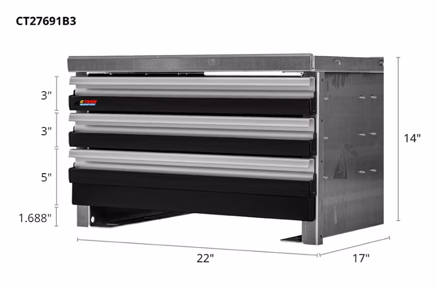 Picture of CTech 3 Drawer Black Toolbox Systems