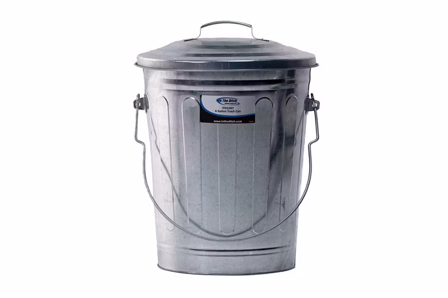 Picture of In The Ditch Galvanized Steel Trash Can with Lid