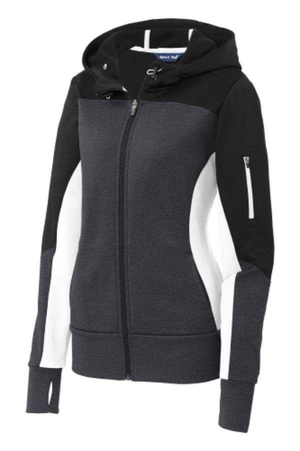 Picture of Sport-Tek Ladies Tech Fleece Colorblock Full-Zip Hooded Jacket