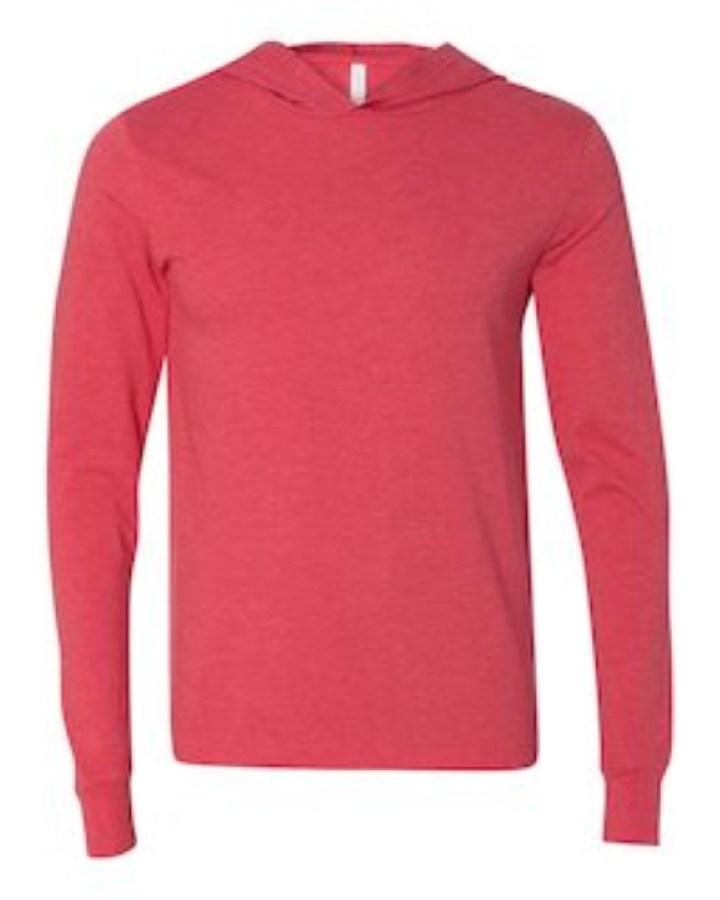 BELLA + CANVAS Jersey Hooded Long Sleeve Tee Close Up Detail