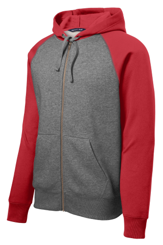 Picture of Sport-Tek Raglan Colorblock Full-Zip Hooded Fleece Jacket