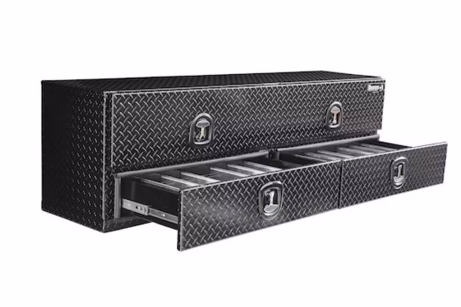 Picture of Buyers Topsider Gloss Black Diamond Tread Aluminum HD Flatbed Contractor w/Lower Drawers