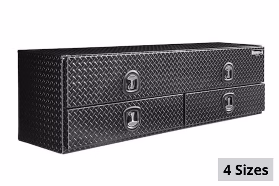 Picture of Buyers Topsider Gloss Black Diamond Tread Aluminum HD Flatbed Contractor w/Lower Drawers