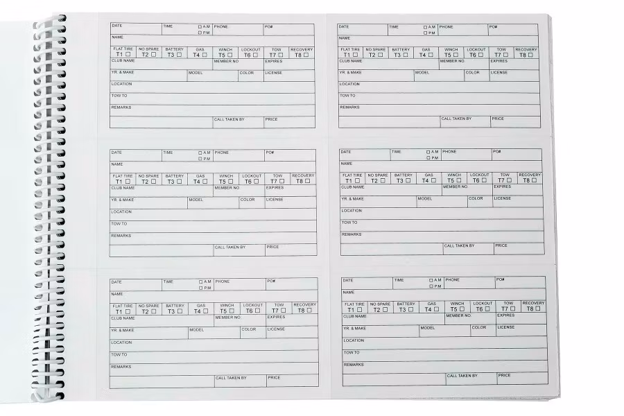 Picture of Zip's Telephone Tow Log Book