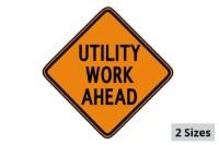 Picture of Sign and Safety Equipment Orange "Utility Work Ahead" Roll-Up Sign