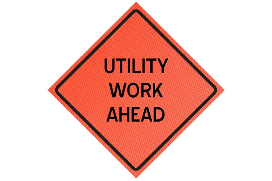 Picture of Sign and Safety Equipment Orange "Utility Work Ahead" Roll-Up Sign