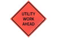 Picture of Sign and Safety Equipment Orange "Utility Work Ahead" Roll-Up Sign