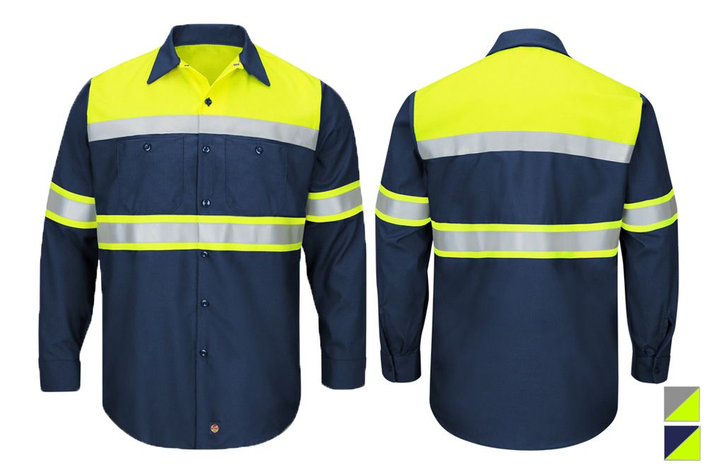 Picture of Red Kap Hi-Visibility Colorblock Ripstop Long Sleeve Work Shirt