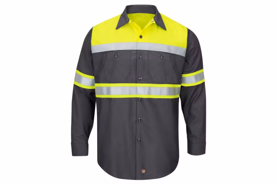 Picture of Red Kap Hi-Visibility Colorblock Ripstop Long Sleeve Work Shirt