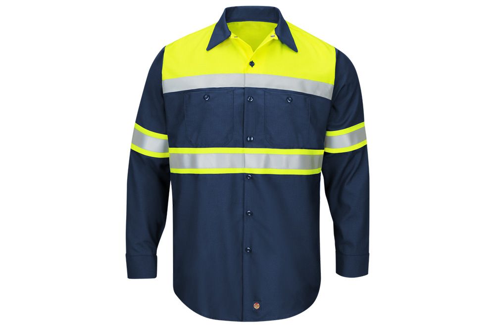 Picture of Red Kap Hi-Visibility Colorblock Ripstop Long Sleeve Work Shirt