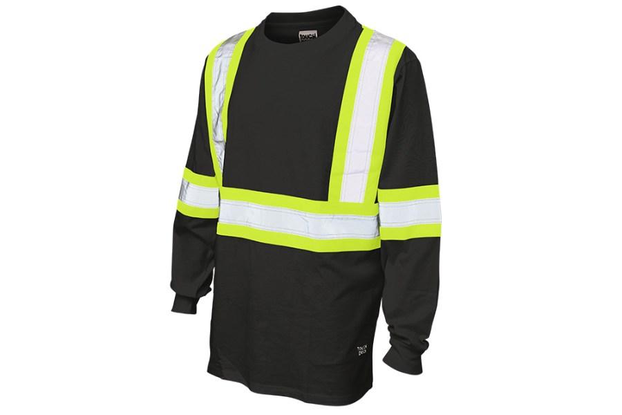Tough Duck Safety Long Sleeve Cotton T-Shirt Close Up Detail