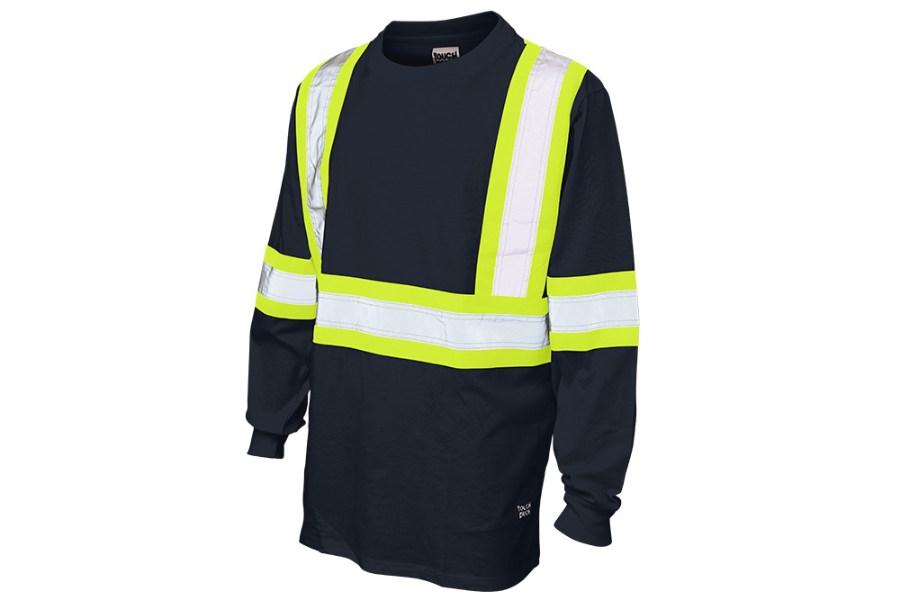 Tough Duck Safety Long Sleeve Cotton T-Shirt Close Up Detail