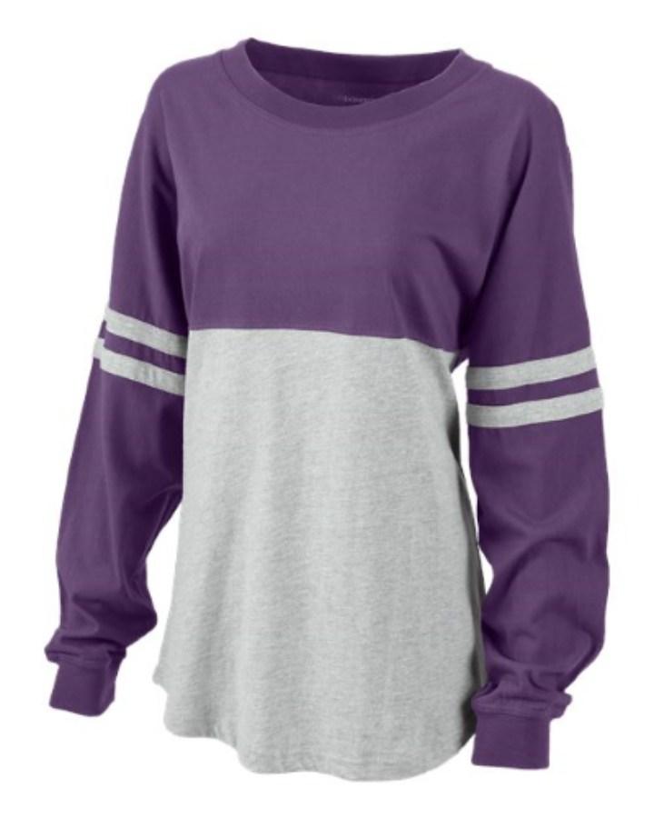 Boxercraft Women's Pom Pom Long Sleeve Jersey T-Shirt Feature Close-up