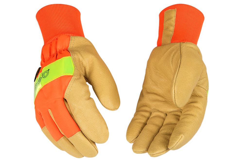 Picture of Kinco Hi-Vis Lined Pigskin Leather Palm Gloves with Knit Wrist