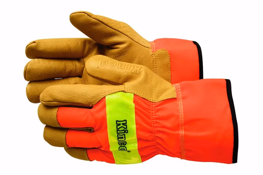 Picture of Kinco Hi-Vis Orange Unlined Grain Pigskin Leather Palm Gloves
