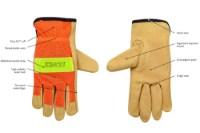 Picture of Kinco Hi-Vis Unlined Mesh Back Grain Pigskin Leather Driver Gloves Lime orOrange