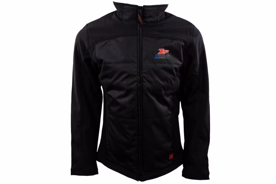 Picture of Tough Duck Poly Oxford Hybrid Soft Shell Jacket Black with Zip's Logo