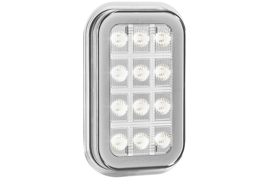 Picture of Maxxima 3"x5" White Rectangular Back Up - Red Taillight Glow Edge