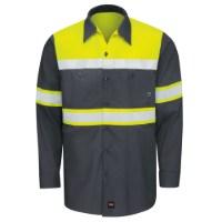 Red Kap Hi-Visibility Colorblock Ripstop Long Sleeve Work Shirt
